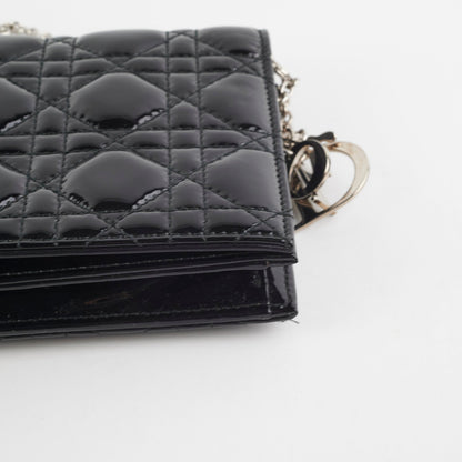 Christian Dior Patent Black Clutch On Chain