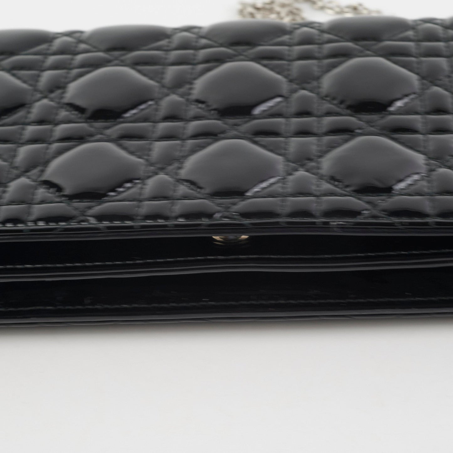 Christian Dior Patent Black Clutch On Chain