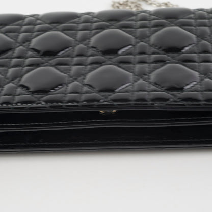 Christian Dior Patent Black Clutch On Chain