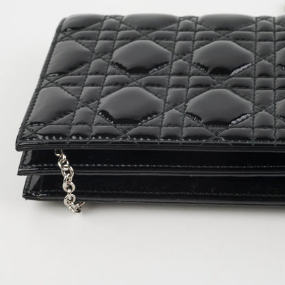 Christian Dior Patent Black Clutch On Chain