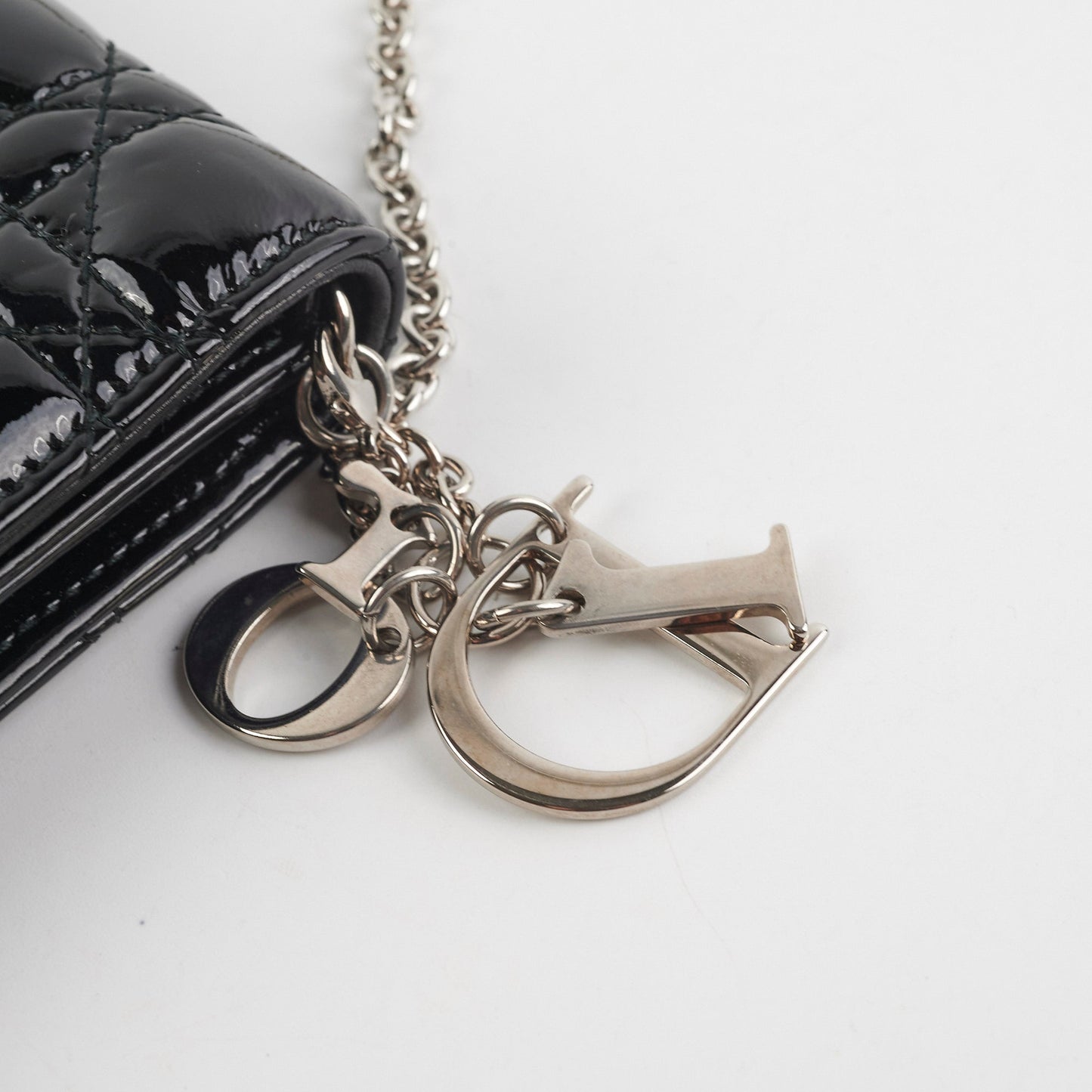 Christian Dior Patent Black Clutch On Chain
