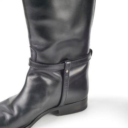 Gucci Knee High Boots Ribot Black 38