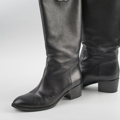 Gucci GG Knee High Heeled Boots Black 38