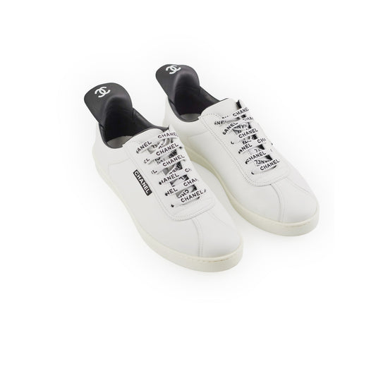 Chanel Laceup Sneakers White Size 40
