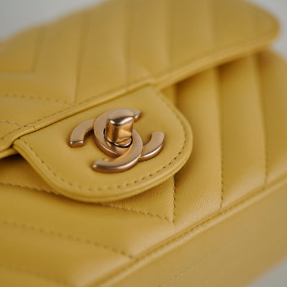 Chanel Mini Rectangular Chevron Yellow