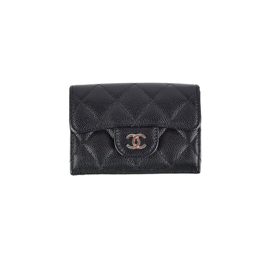 Chanel Compact Wallet Caviar Black