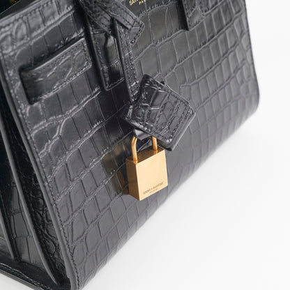 Saint Laurent Sac De Jour Nano Croc Embossed Black