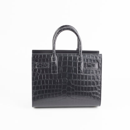Saint Laurent Sac De Jour Nano Croc Embossed Black