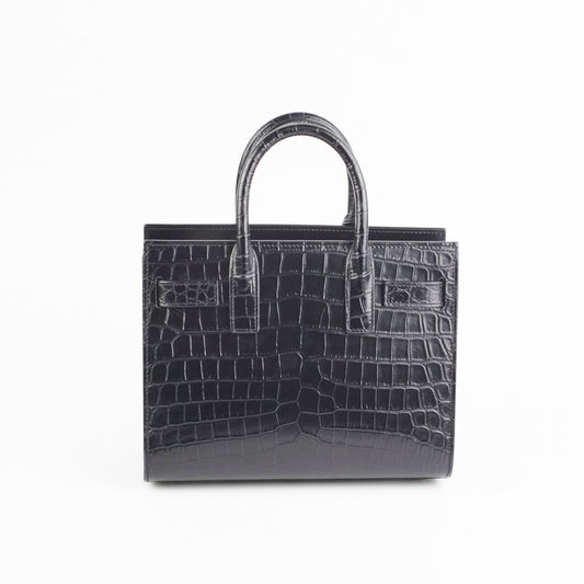 Saint Laurent Sac De Jour Nano Croc Embossed Black