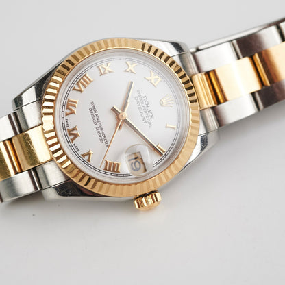 Rolex Oyster Perpetual Datejust 31mm White Dial Watch 2008 (178273)