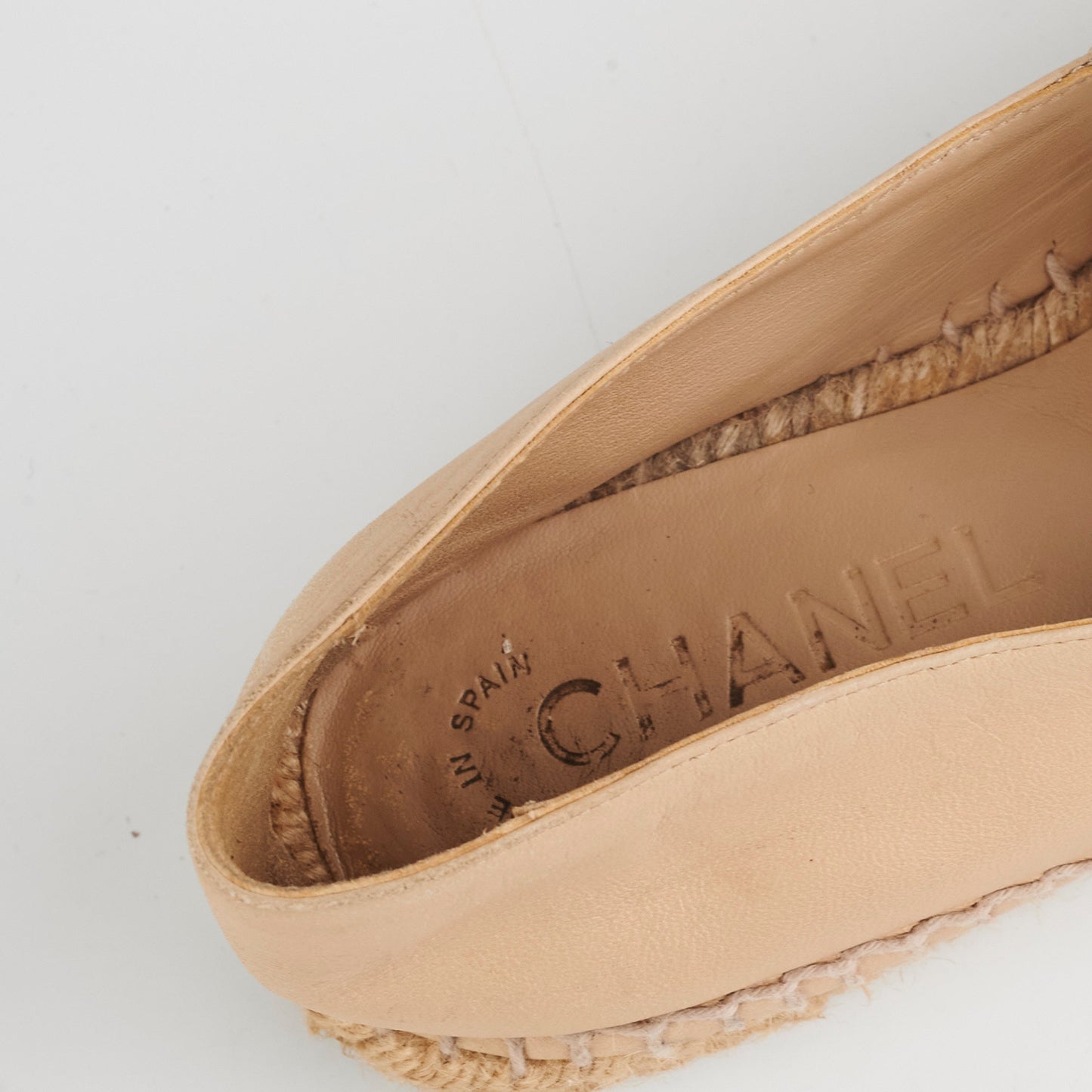 Chanel espadrille beige black shoes 38