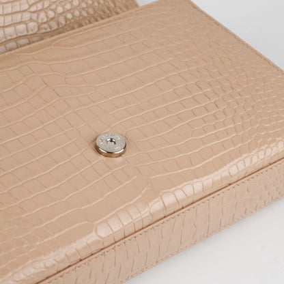Saint Laurent Medium Kate Croc Beige Tassel Wallet On Chain WOC