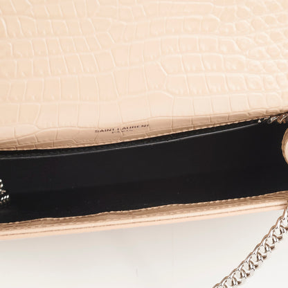 Saint Laurent Medium Kate Croc Beige Tassel Wallet On Chain WOC