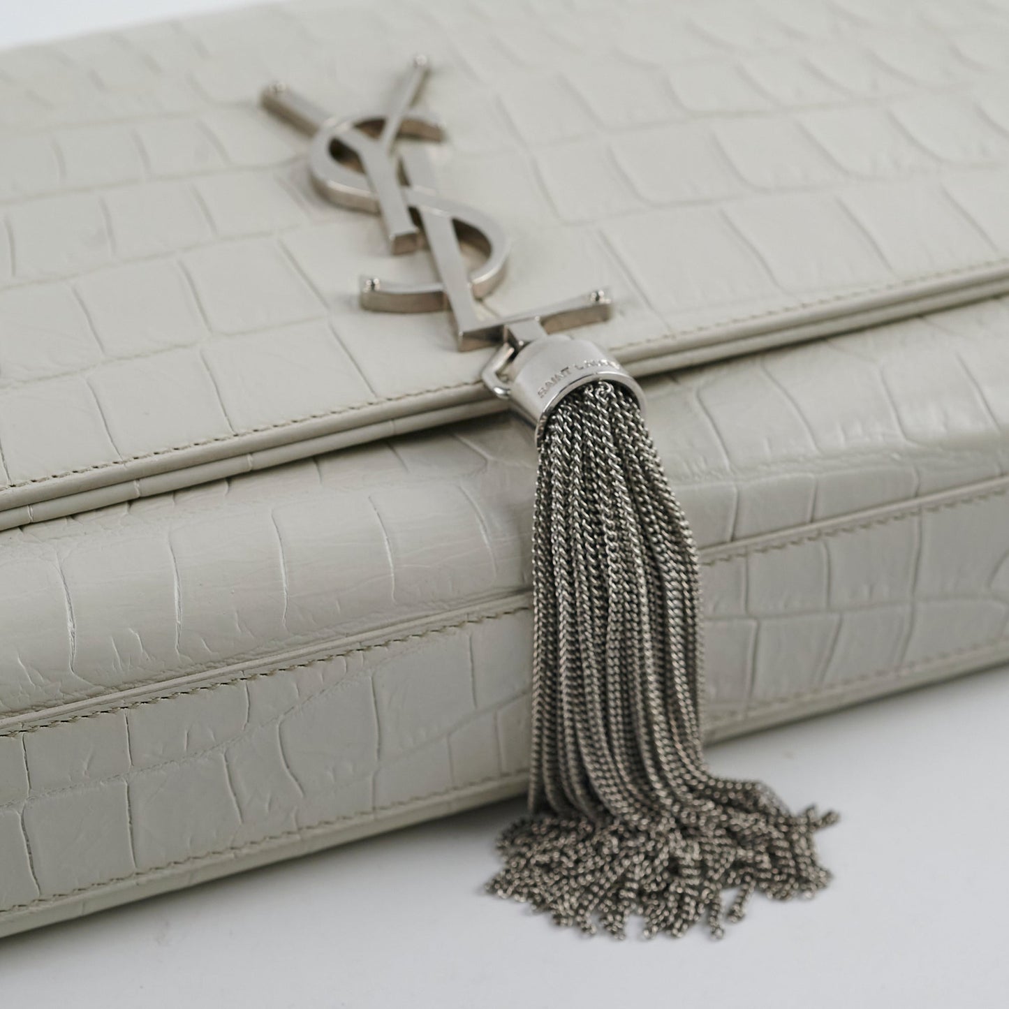 Saint Laurent Medium Kate Tassel Light Grey