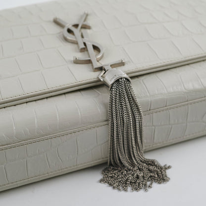 Saint Laurent Medium Kate Tassel Light Grey