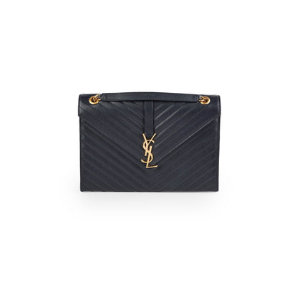 Saint Laurent Large Envelope Navy Shoulder Bag