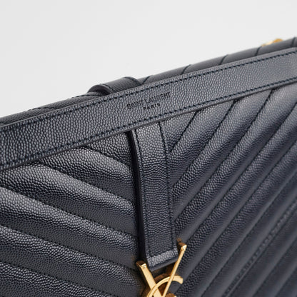 Saint Laurent Large Envelope Navy Shoulder Bag