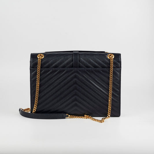Saint Laurent Large Envelope Navy Shoulder Bag