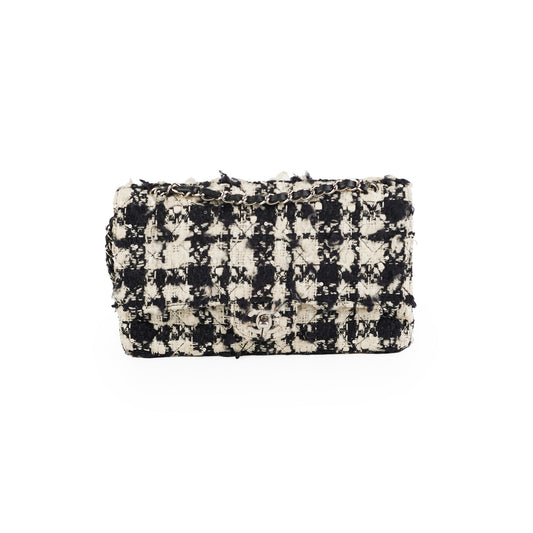 Chanel Classic Flap M/L Tweed Sequin Black