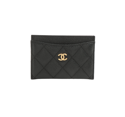 Chanel Flat Caviar Black Gold Cardholder