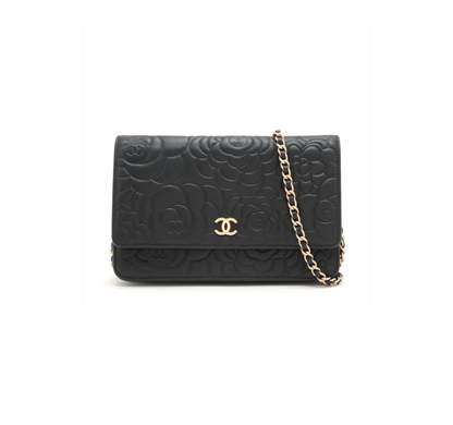 Chanel Camellia Black Wallet On Chain WOC