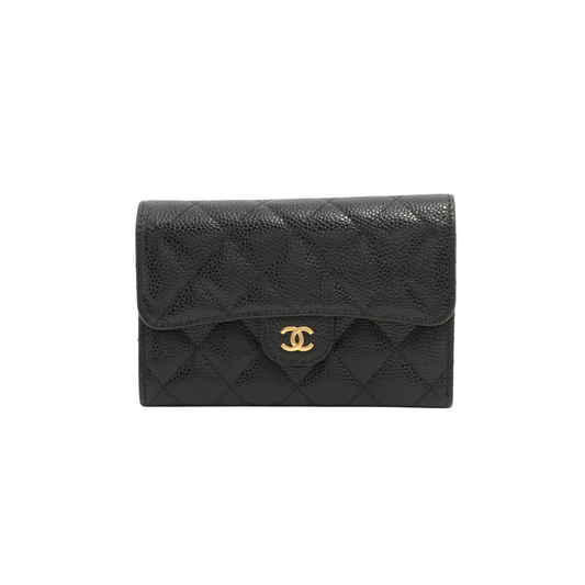 Chanel Black Caviar Compact Wallet