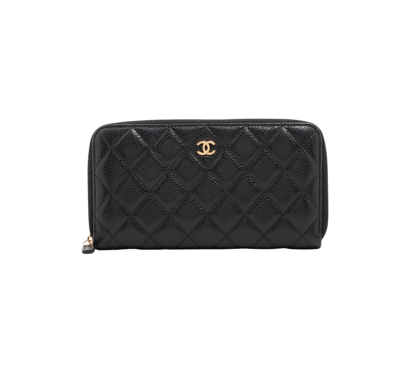 Chanel Long Quilted Caviar Black Wallet