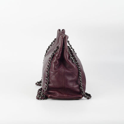 Chanel Quilted Tote Bag Dark Burgundy/Purple