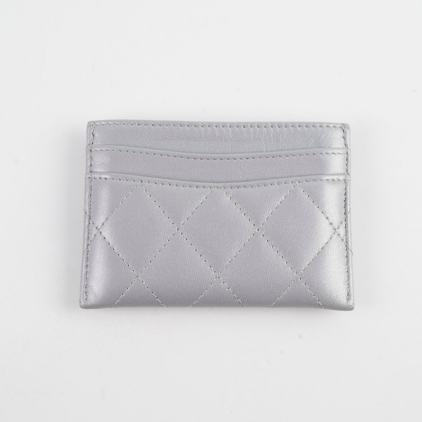 Chanel Cardholder Metalic Grey Microchip