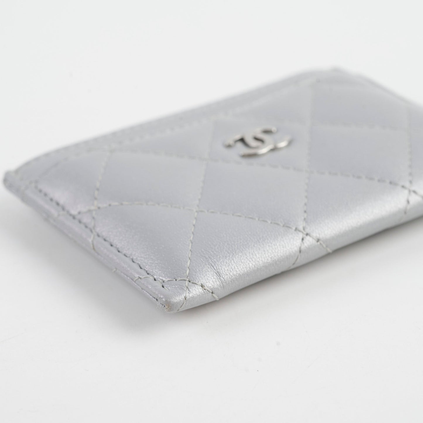 Chanel Cardholder Metalic Grey Microchip