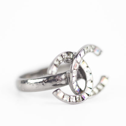 Chanel CC Crystal Logo Ring Costume Jewellery