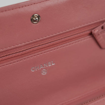 Chanel Boy Wallet On Chain Woc Lambskin Pink