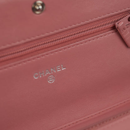 Chanel Boy Wallet On Chain Woc Lambskin Pink