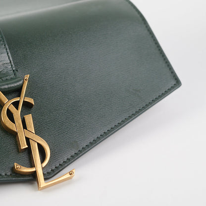 Saint Laurent Medium Sulpice Flap Wallet on Chain Green