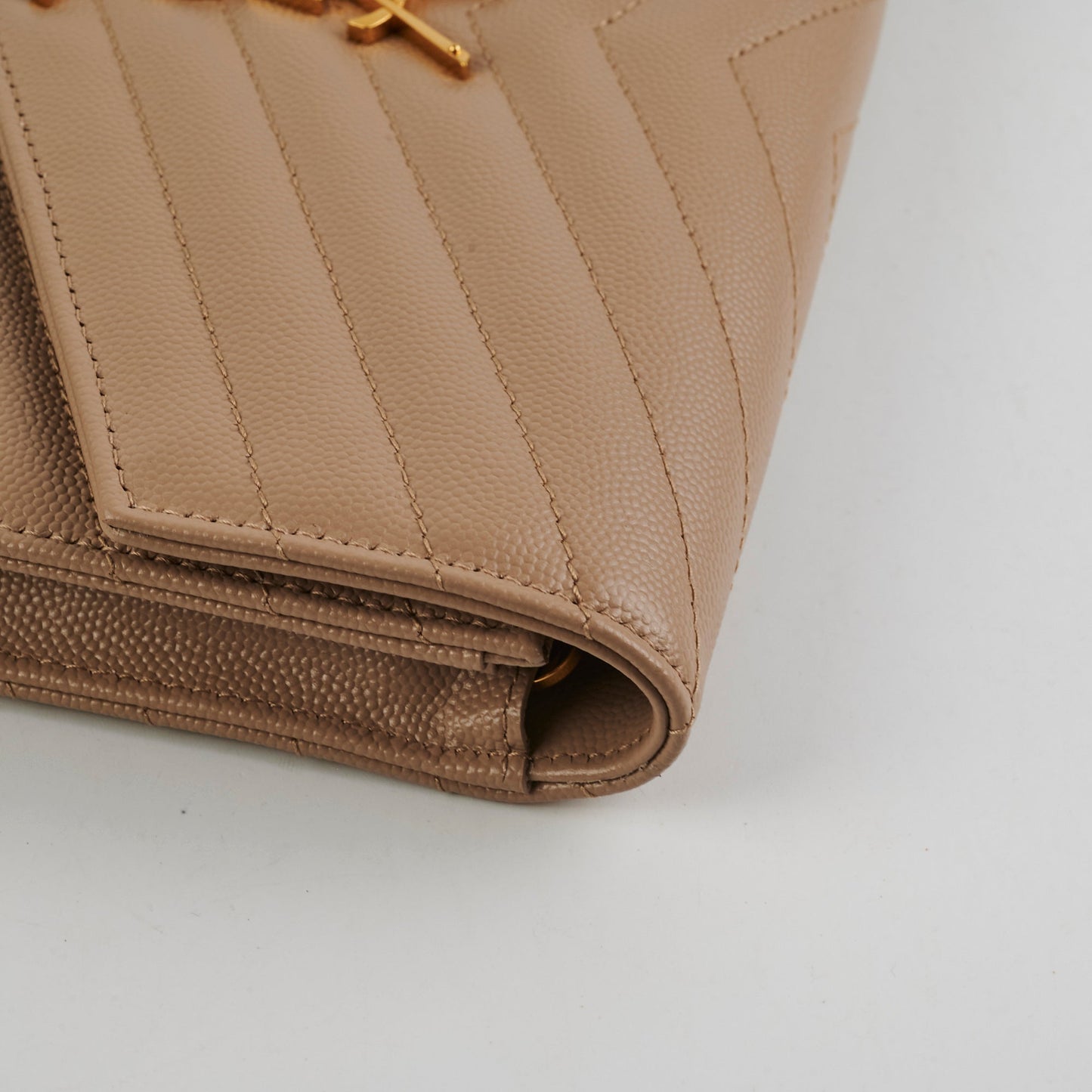Saint Laurent Cassandre Flap Beige Pouch