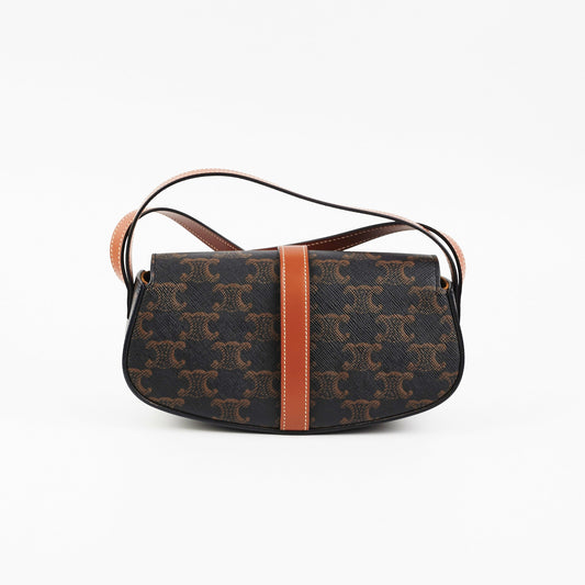 Celine Clutch On Strap Triomphe Calfskin Tan