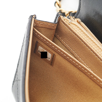 Chanel Pearl Black Long Wallet On Chain WOC