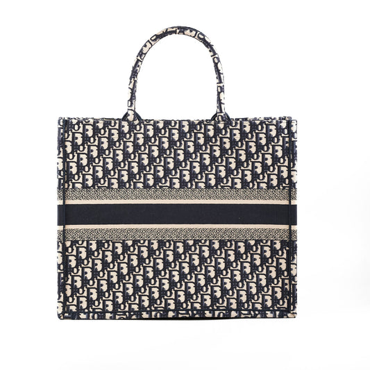 Christian Dior Book Tote Large Oblique Navy