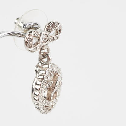Chanel Logo Rhinestone Bow Earrings Costume Jewellery