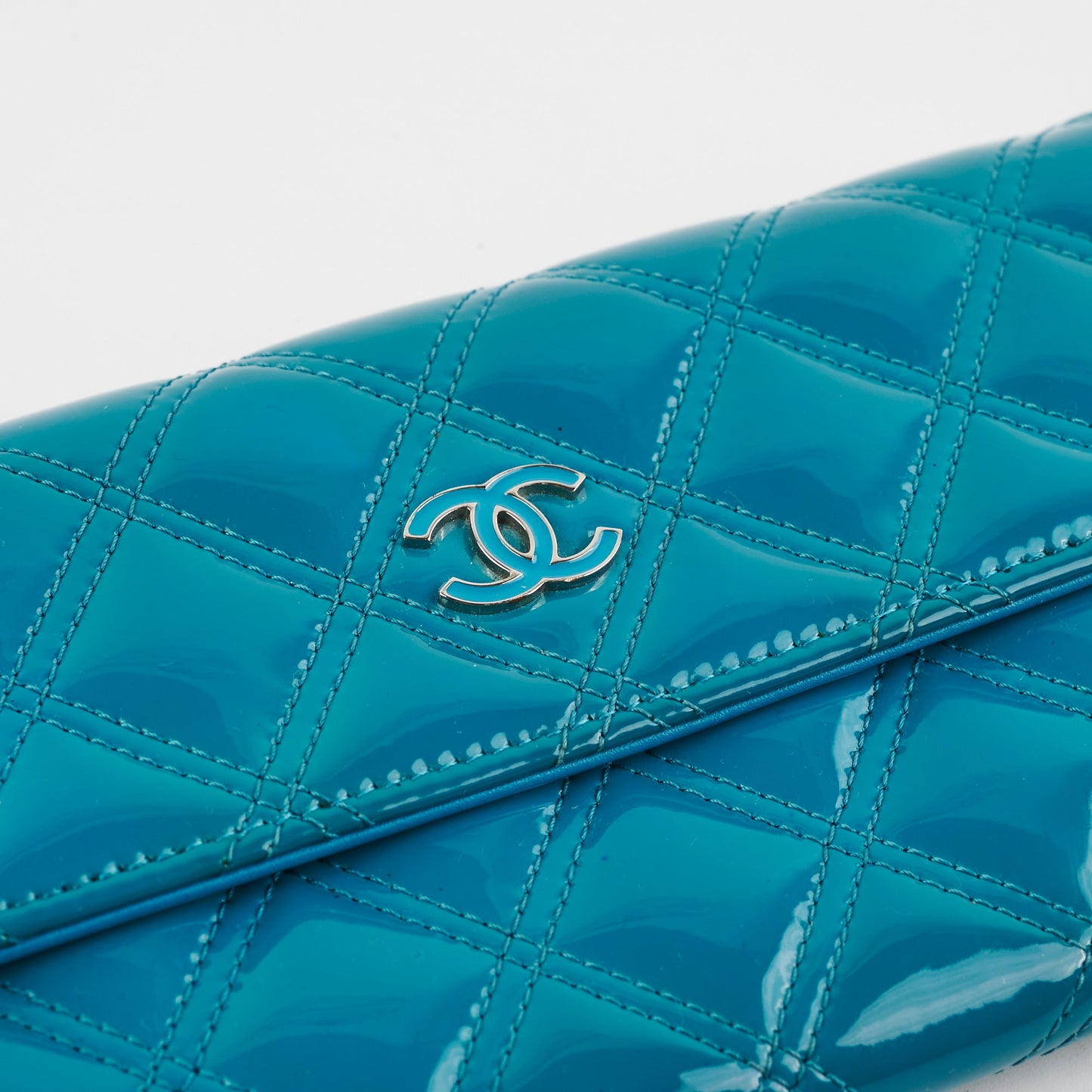 Chanel Long Patent Blue Wallet