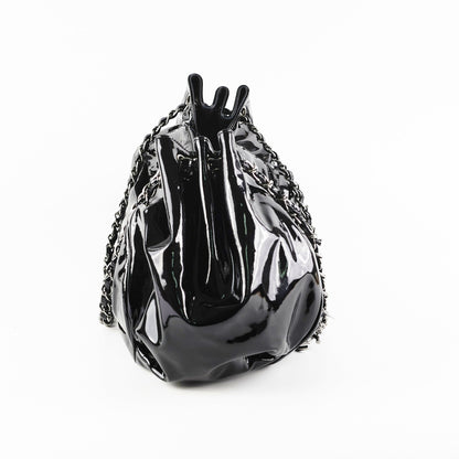 Chanel Camelia Patent Leather Tote Bag Black
