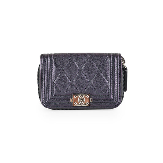 Chanel Boy Zip Coin Purse Iridescent Purple