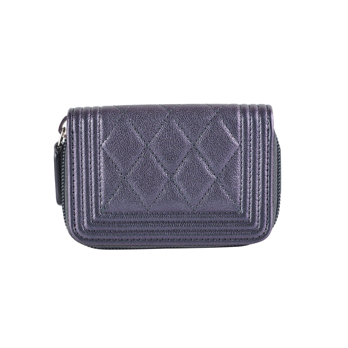 Chanel Boy Zip Coin Purse Iridescent Purple