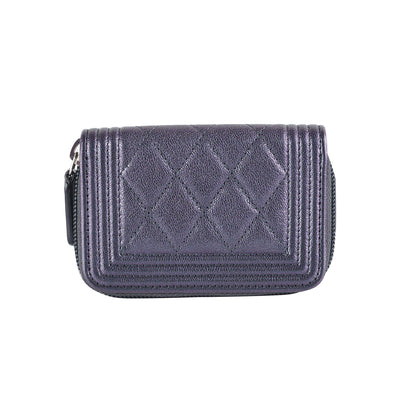 Chanel Boy Zip Coin Purse Iridescent Purple