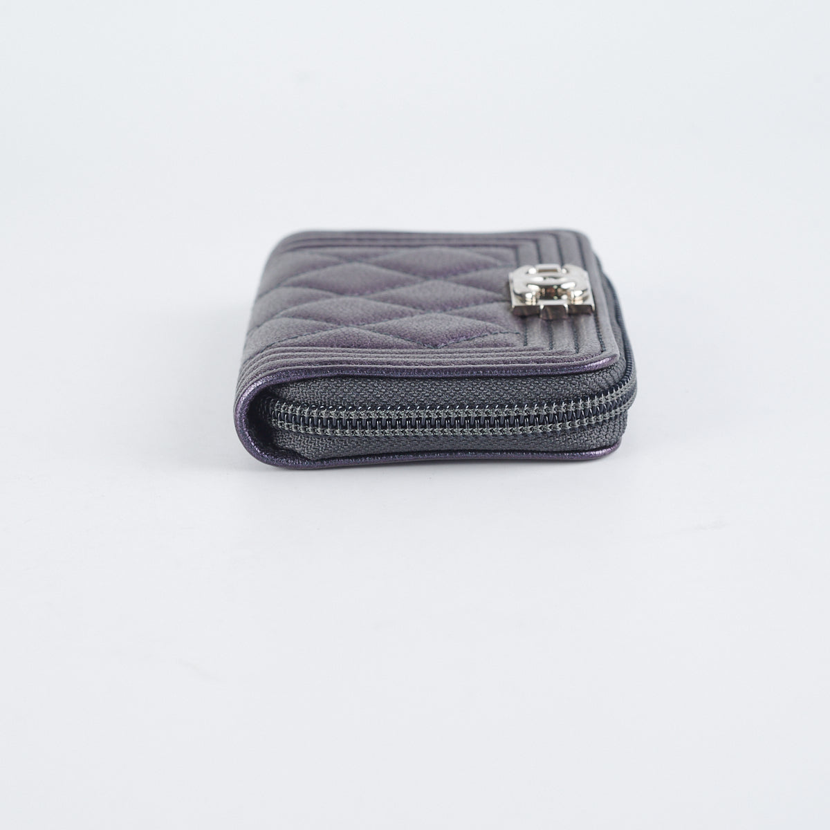 Chanel Boy Zip Coin Purse Iridescent Purple