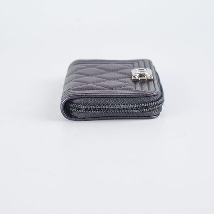 Chanel Boy Zip Coin Purse Iridescent Purple