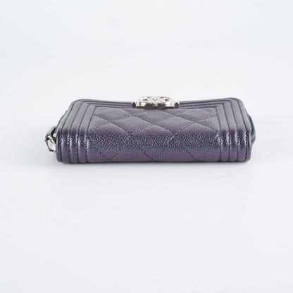 Chanel Boy Zip Coin Purse Iridescent Purple