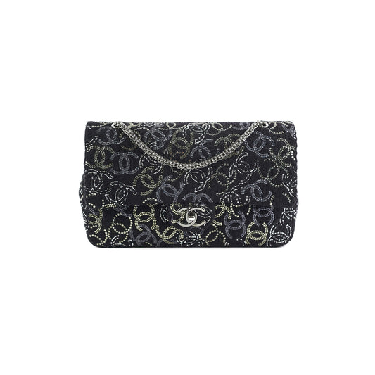 Chanel Seasonal Medium/Large Tweed Crystals Black