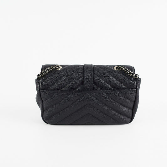 Saint Laurent Baby Chain Chevron Black Crossbody Bag