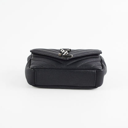 Saint Laurent Baby Chain Chevron Black Crossbody Bag